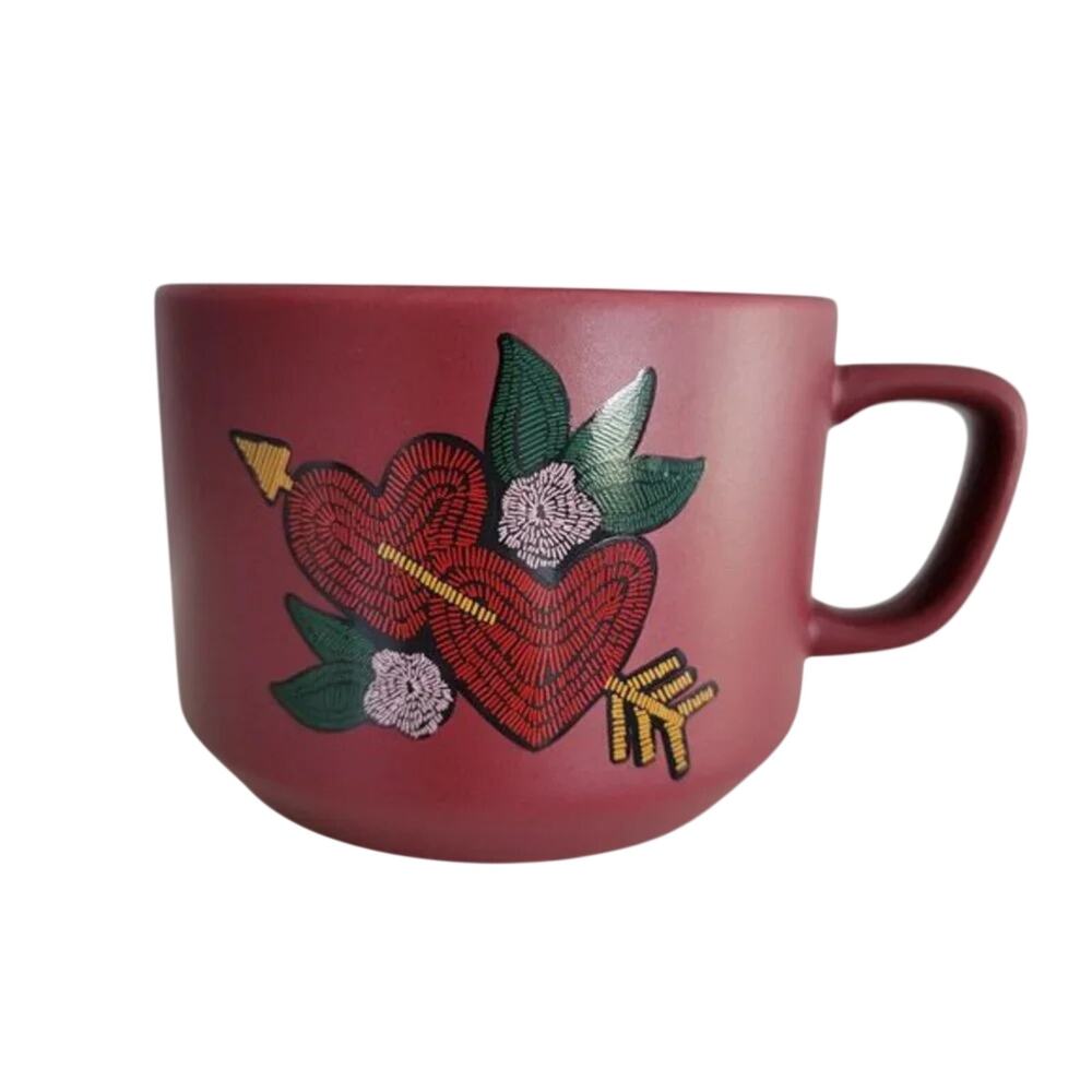 Starbucks Valentines Day Double Hearts Mug 2018 Burgundy 12 oz Ceramic